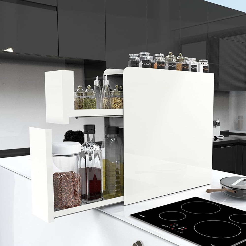 ママ倉　隠せる調味料ラック 2段台所用コンロ横 キッチンラック ママ倉 隠せる調味料ラック 2段台所用コンロ横 キッチンラック