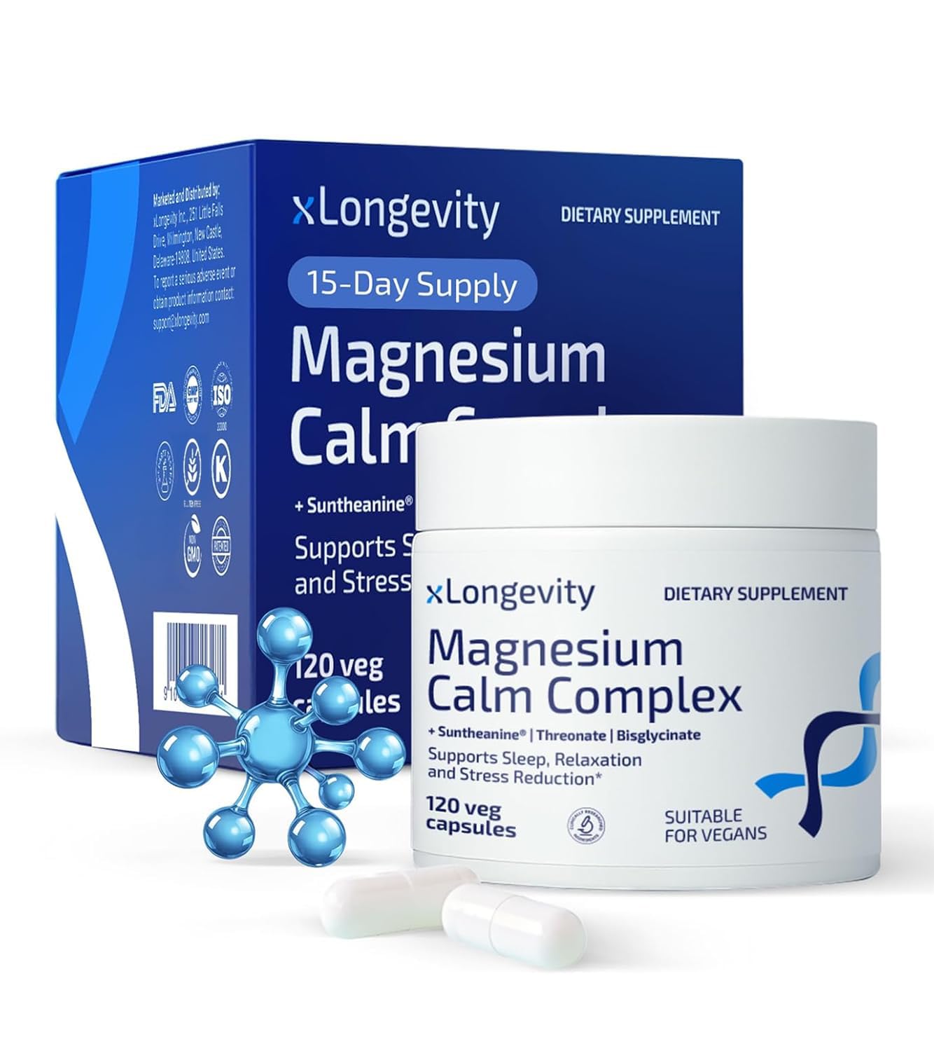 Magnesium L Theanine (Nutraceutical) Sleep Capsules 120 Qty - 2410 mg Calm Complex, Chelated Magnesium, Glycine, Suntheanine | Lap-Tested supplement | Muscle Relaxation, Stress Relief tablets - 300 mg per serving, 4 capsules/day-picture-46