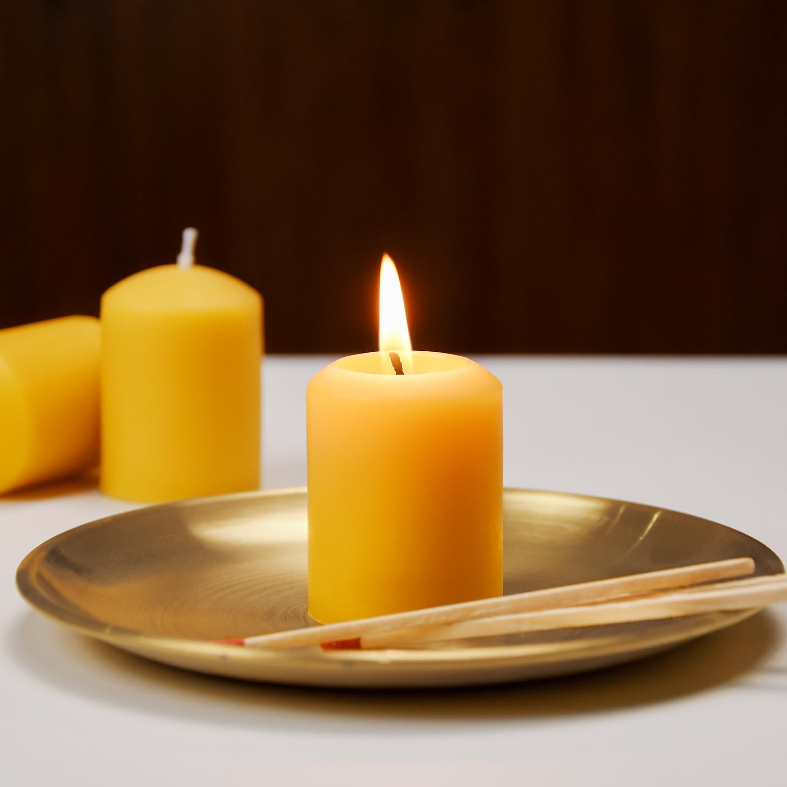 Bienenwachs-Votivkerzen, 6 Stück, natürlich, klein, Votivkerzen-Set für Zuhause, Zimmer, Dekoration, Party, Hochzeit, Spa, Geschenk