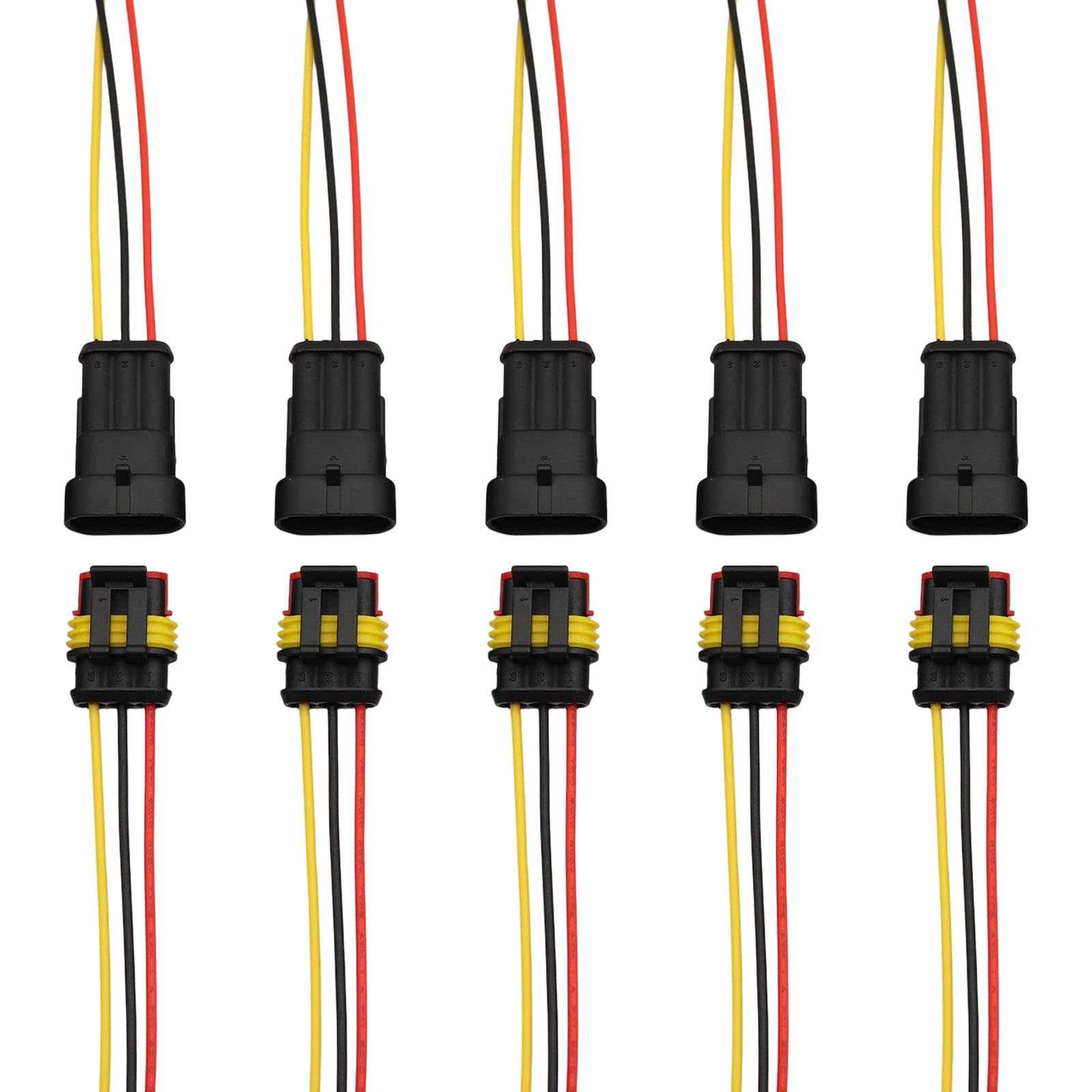 Vehicle Wiring Connectors, 5Pcs Male Female Quick Plugs with Wires for Automotive Use Automotive Connector