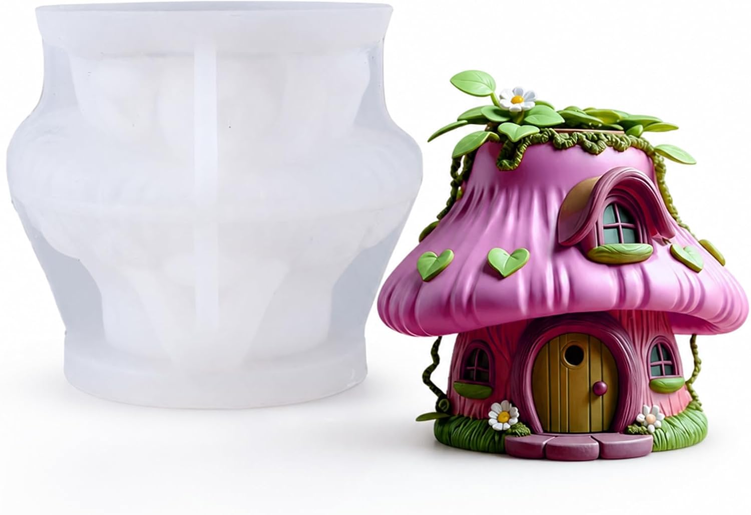 Mushroom House Silicone Mold Fairy Resin Casting Planter Jar DIY Craft