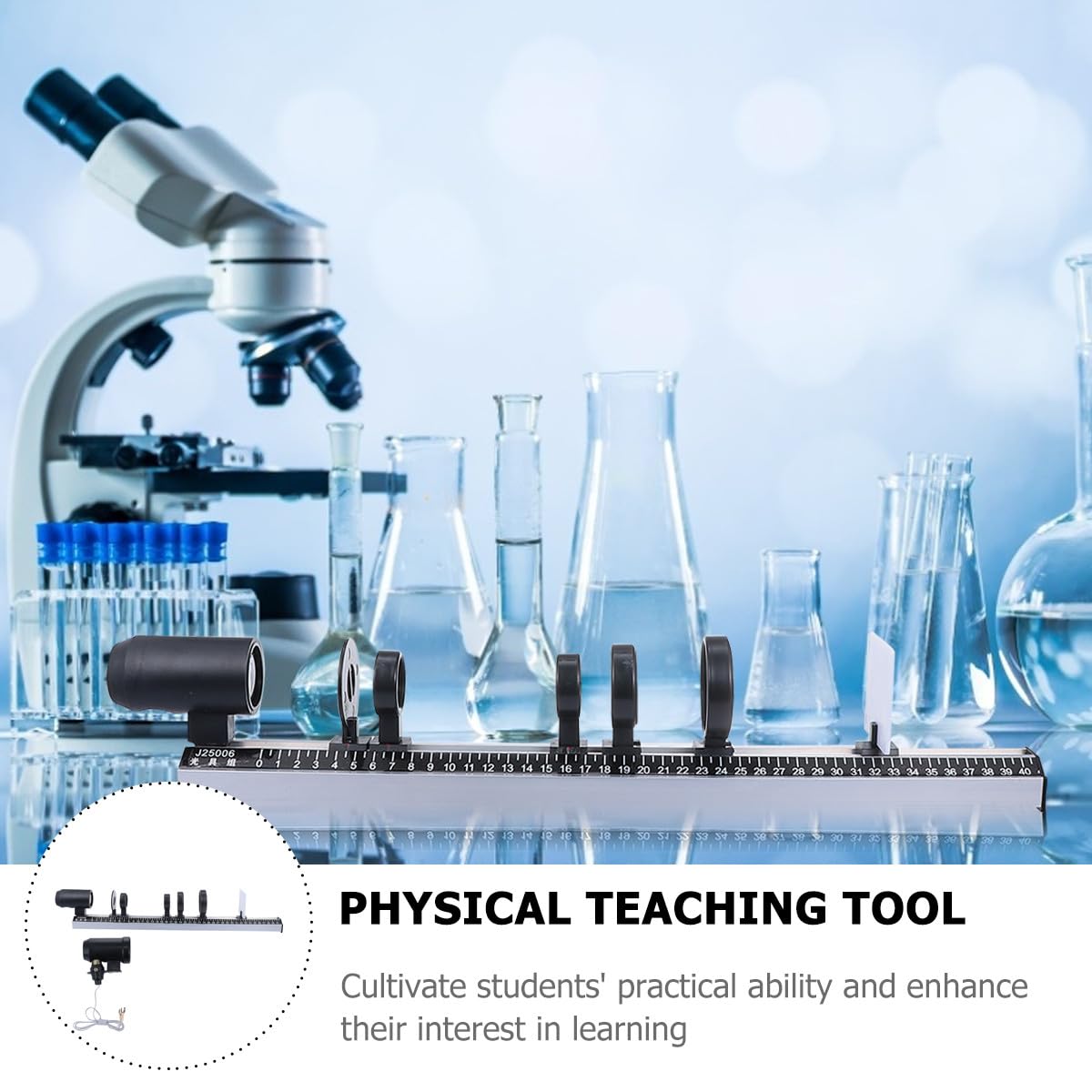 Zerodeko Set di 9 Pezzi di Strumenti Ottici in Plastica e Vetro per Esperimenti di Fisica, Kit Didattico per Insegnamento Ottico e Sviluppo Abilità Pratiche in Aula
