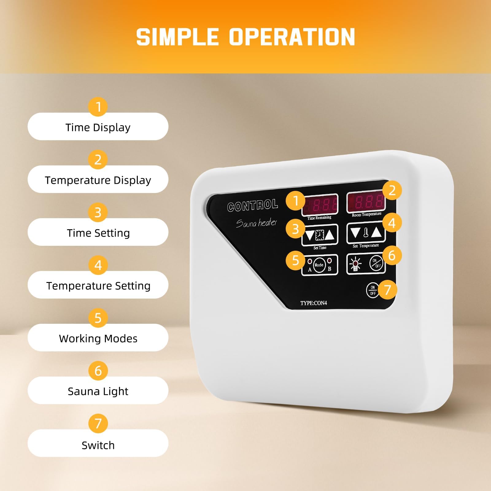 Modernen Saunaofen Controller, Saunahofen Temperaturregler 3-9KW 380V-415V Temperaturregler mit Digital Anzeige Eignet für Heimsauna, Wellnessbereich, Fitnesscenter