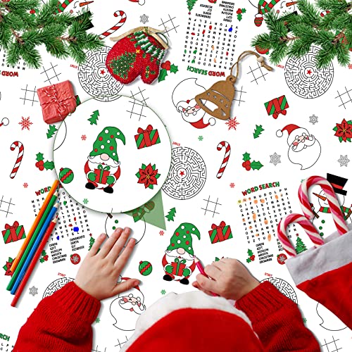 1 Pack Christmas Tablecloth Xmas Activity Paper Tablecloth Santa Claus Snowman Gnome Color-in Paper Disposable Tablecover for Kids Christmas Winter Holiday Birthday Party Decoration 54X108 Inch – Image 5