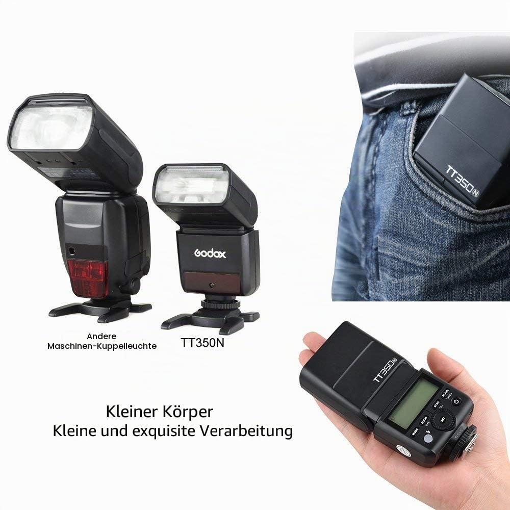 Godox TT350N TTL Speedlite TTL Kamera Blitzgerät GN36 2.4G HSS 1/8000s Kompatibel für Nikon D7100 D7000 D5200 D5100 D5000 D3200 Z6 Z7