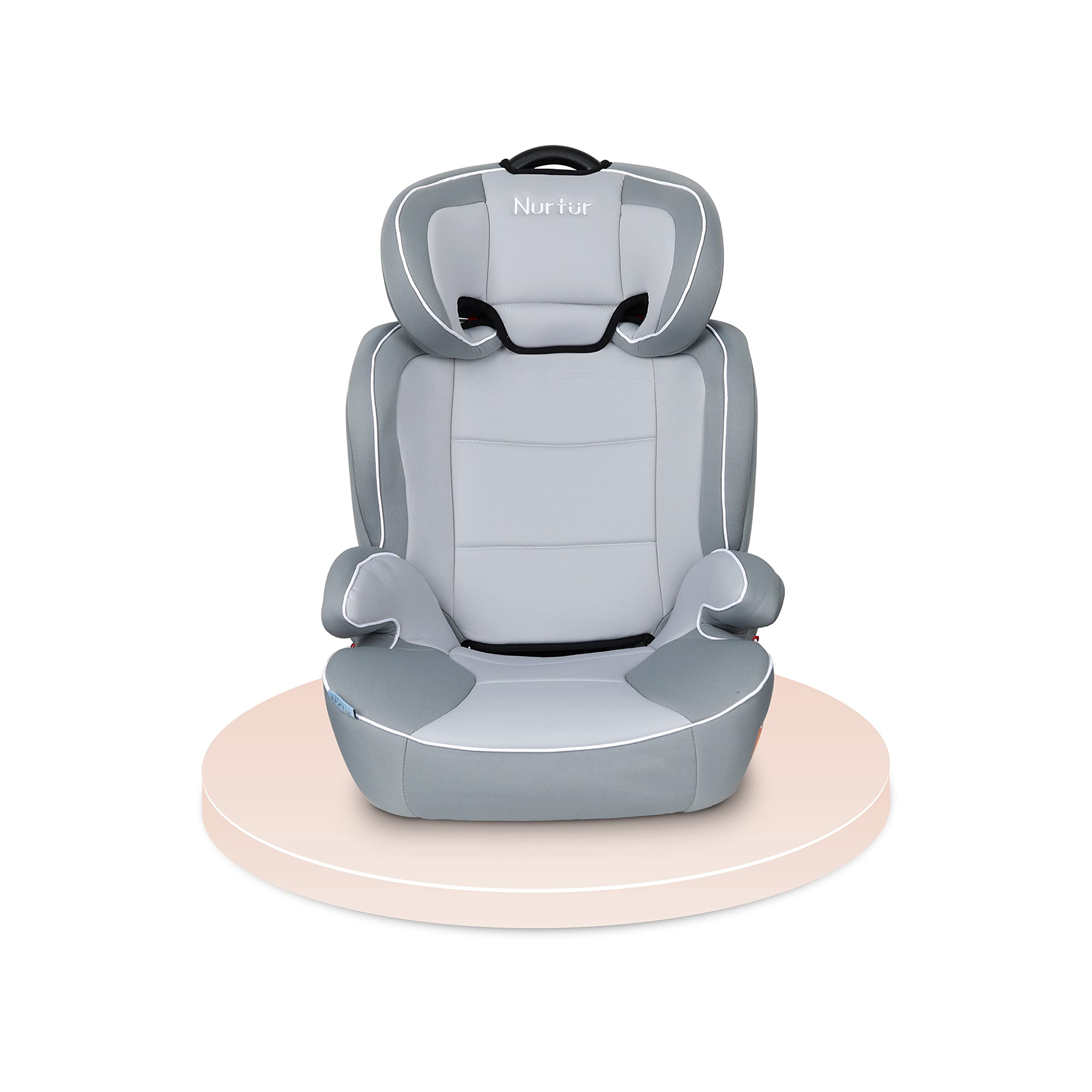 Nurtur Jupiter Baby/Kids 3-in-1 Car Seat + Booster Seat - Adjustable Backrest - Extra Protection - 5-Point Safety Harness - 9 months to 12 years (Group 1/2/3), Upto 36kg -White