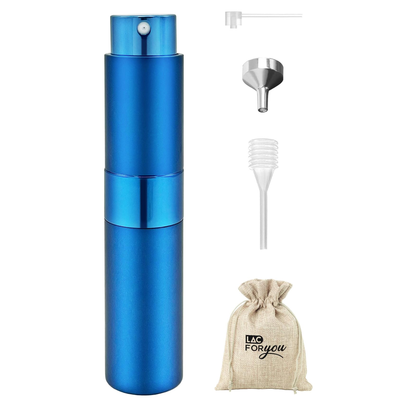 LAC FOR YOU Parfümzerstäuber Nachfüllbar 8ml - Mini Parfüm Abfüller für Unterwegs, Reise Parfum Flakon Leer zum Befüllen - Blau