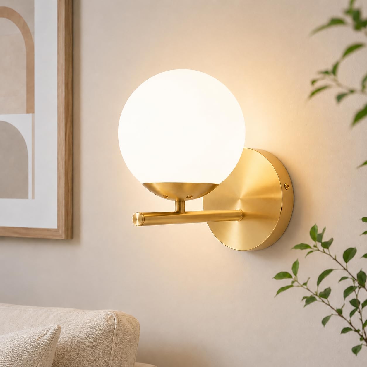 ZMH lampada da parete per interni bagno - lampada da letto oro E27 palla