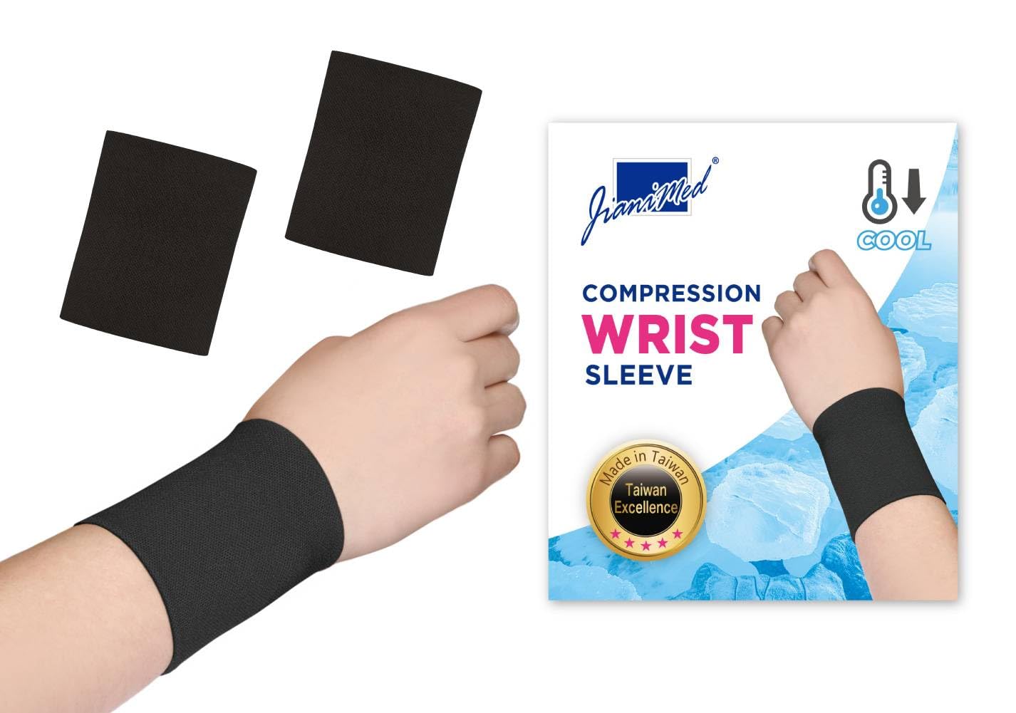 WinCool® - Muñequera de compresión, ligera, hilo refrescante, absorbe la humedad, soporte de muñeca, alivio del dolor, uso diario, Taiwan Excellence L/XL