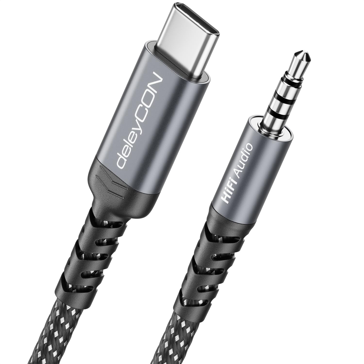 deleyCON 1m Adattatore Audio USB‑C a 3,5 mm - USB‑C Maschio a Jack 3,5 mm Maschio - per Cuffie, Altoparlanti e Sistemi Hi‑Fi - Compatibile con iPhone 17/16/15, iPad, Galaxy S25/S24/A16/A56