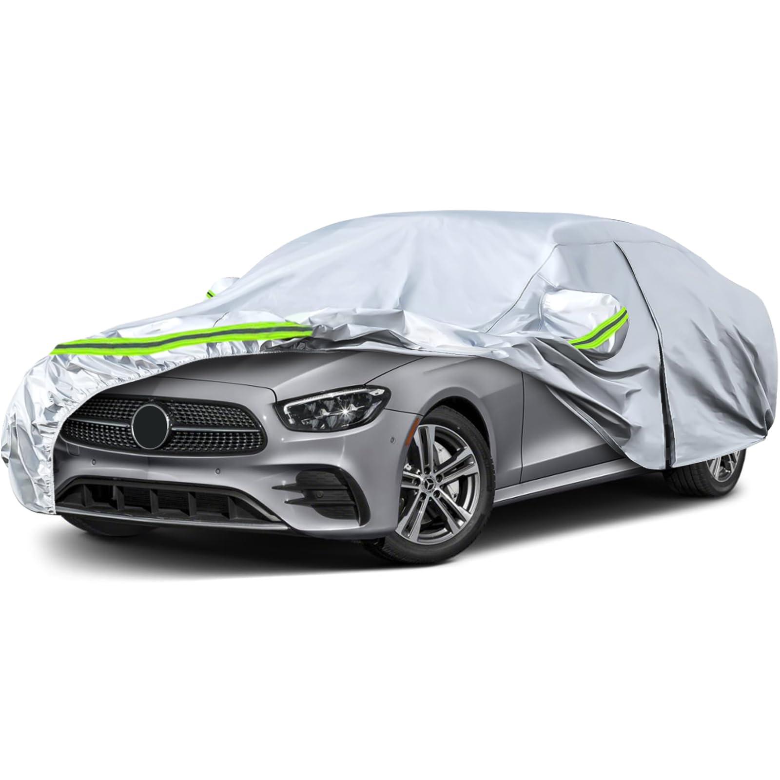 6 Layers Car Covers Replace for 2006-2026 Mercedes Benz E-Class E300 E350 | Waterproof Heavy Duty All Weather Car Cover with Cotton Liner, Zipper Door, Windproof Bands for Snow Rain Dust Protection