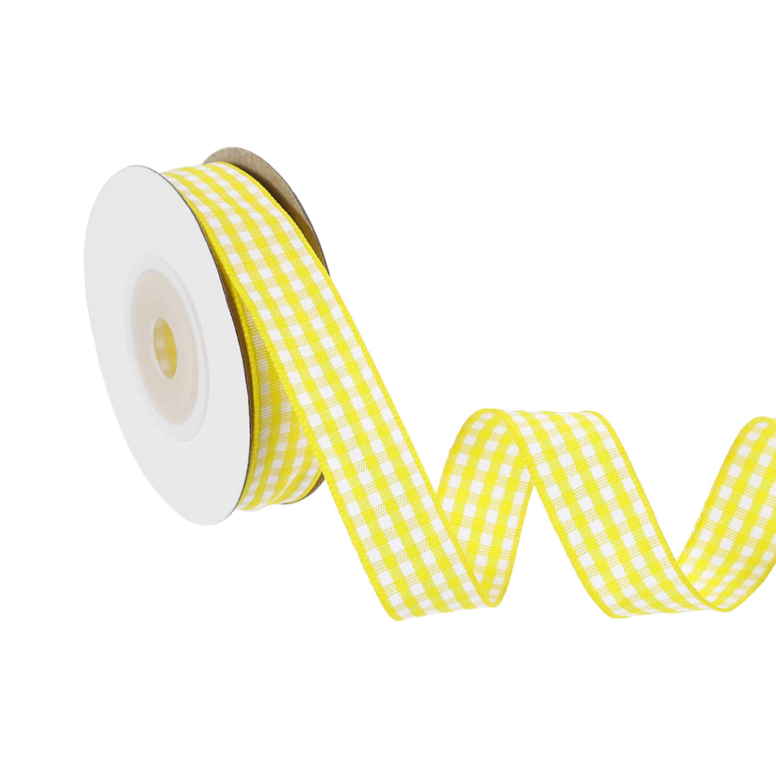 Ruban à carreaux jaune en nylon 10 yards pour emballage cadeau