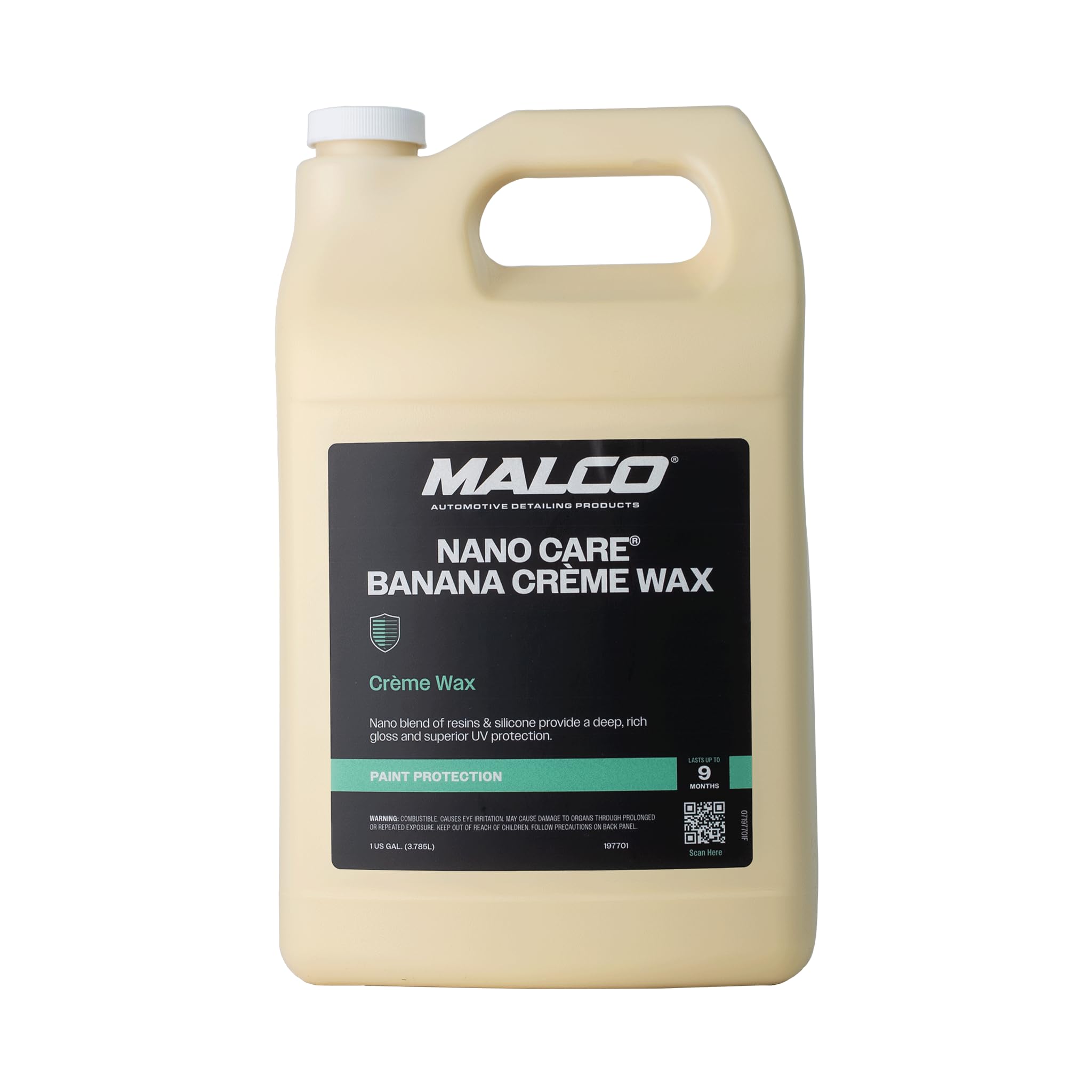 Malco Nano Care Banana Creme Wax - Deep Gloss Shine and Long-Lasting UV Protection/For Automotive, Marine and Industrial Finishes / 1 Gallon (197701)