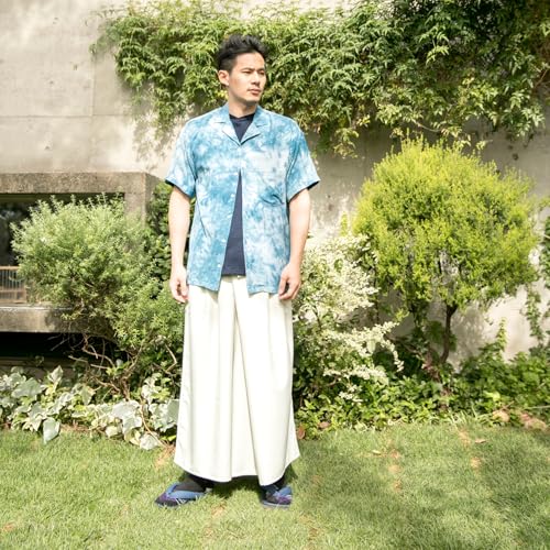[倭物や Kaya] Hakama - Long Culotte-Like Japanese Garment Gallant/Japanese Classical Bottoms 7CA-1101 Men's White2