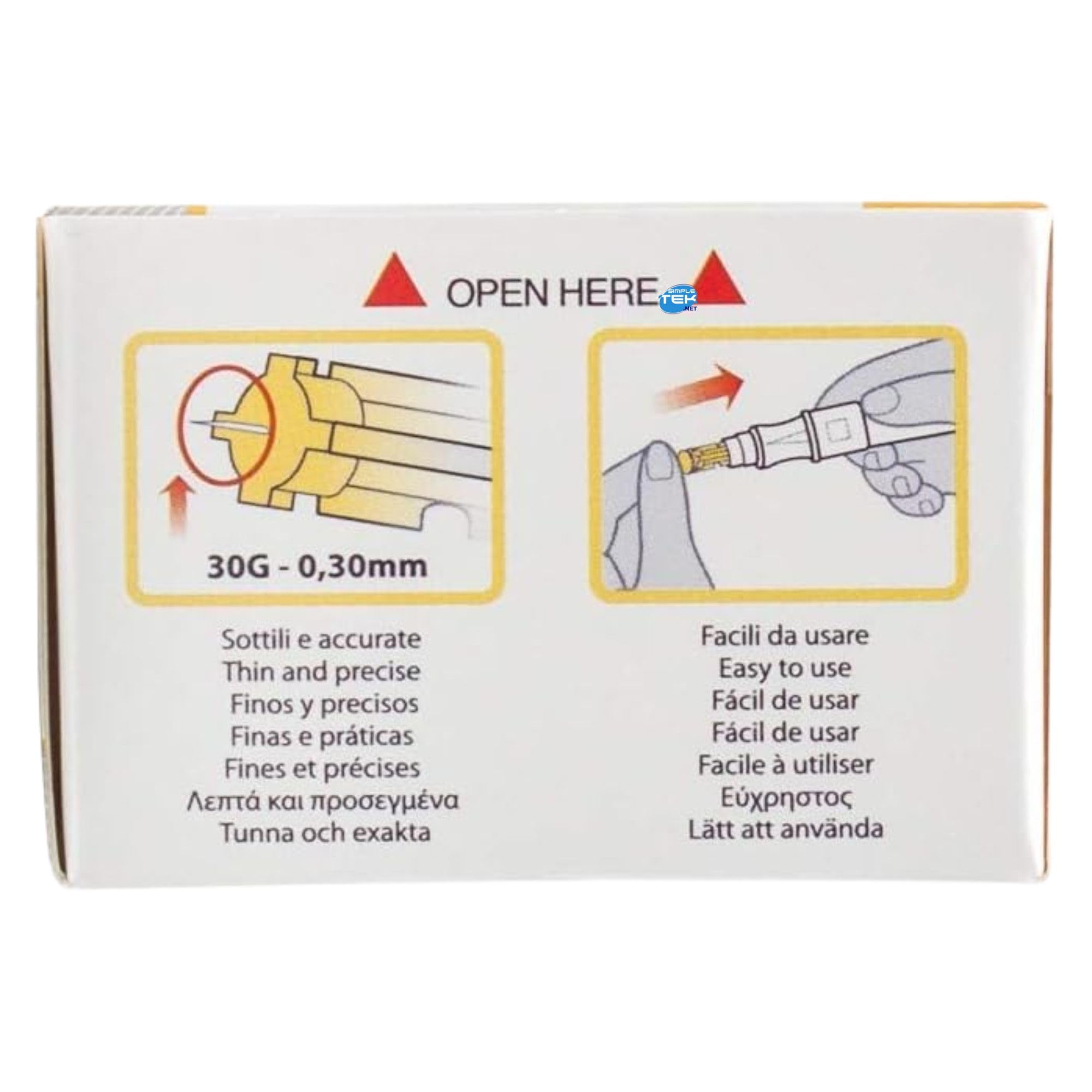 SIMPLETEK - 10 Confezioni di Lancette Pungidito Sterili e Tamponcini assorbenti per Glicemia | Kit completo G33, pronto all'uso (25 Pezzi per Confezione)