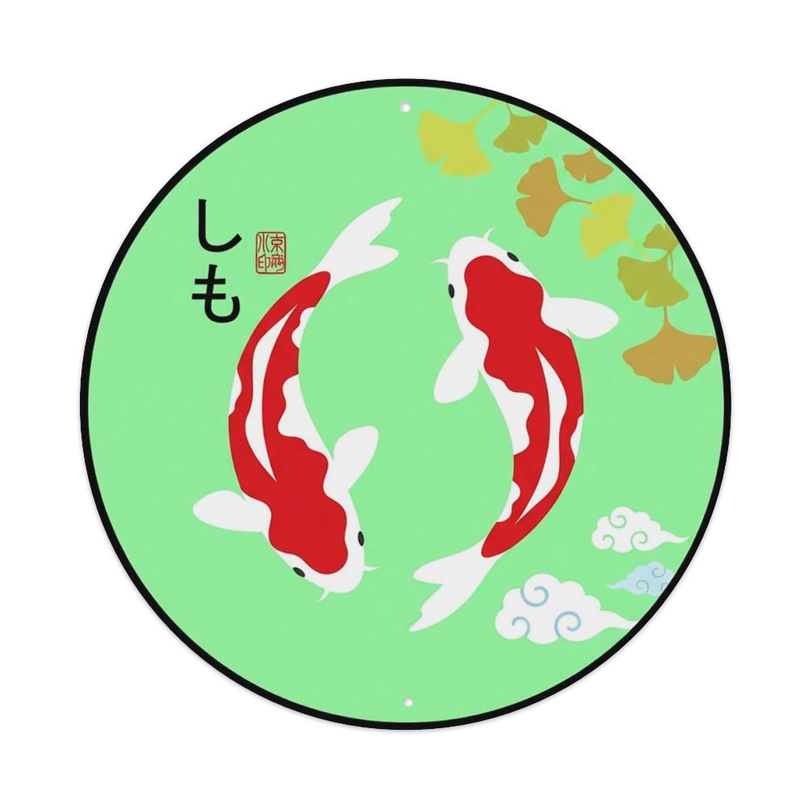 Odgynaw 8X8inch(20X20cm) Vintage Koi Fish Japanese Teal Metal Tin Sign
