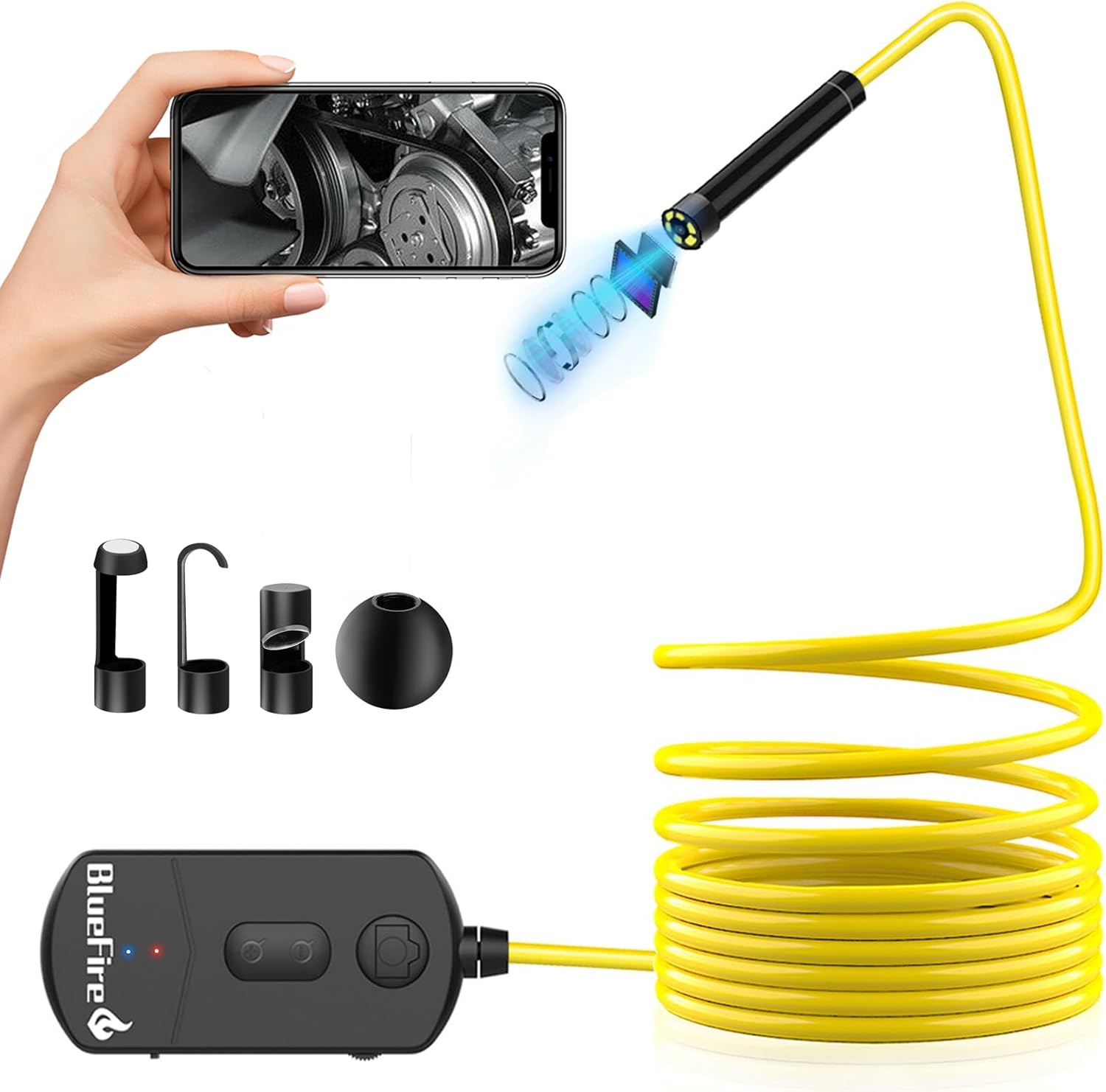 BlueFire 2.0MP Wide Angle Wireless Endoscope, 1080P HD WiFi Borescope