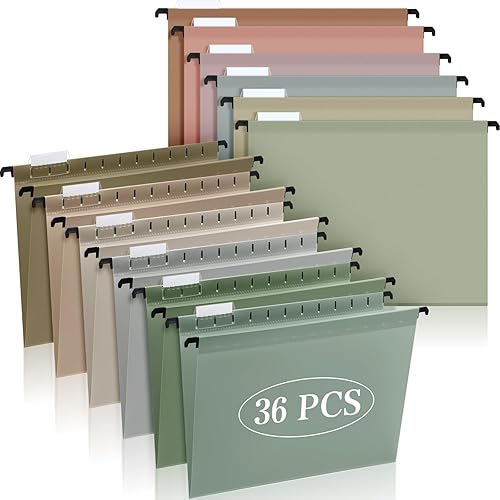 Moinchore 36 carpetas colgantes de polietileno para archivador, carpetas colgantes tamaño carta archivador con pestañas ajustables de corte 15 e