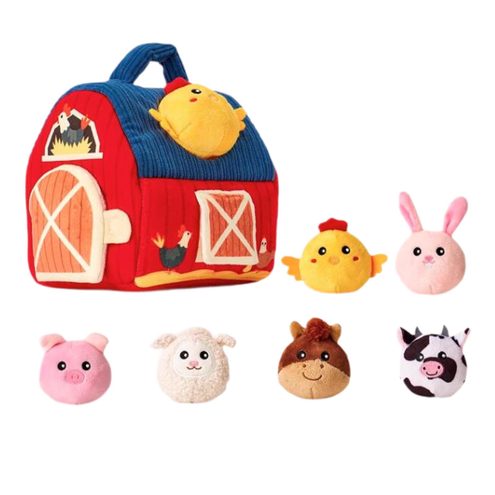 F Fityle Animales de Granja Juguetes para bebés para niños, Juguete de Granero, Juguetes de Aprendizaje Educativo Animales Rellenos para 0-6 6