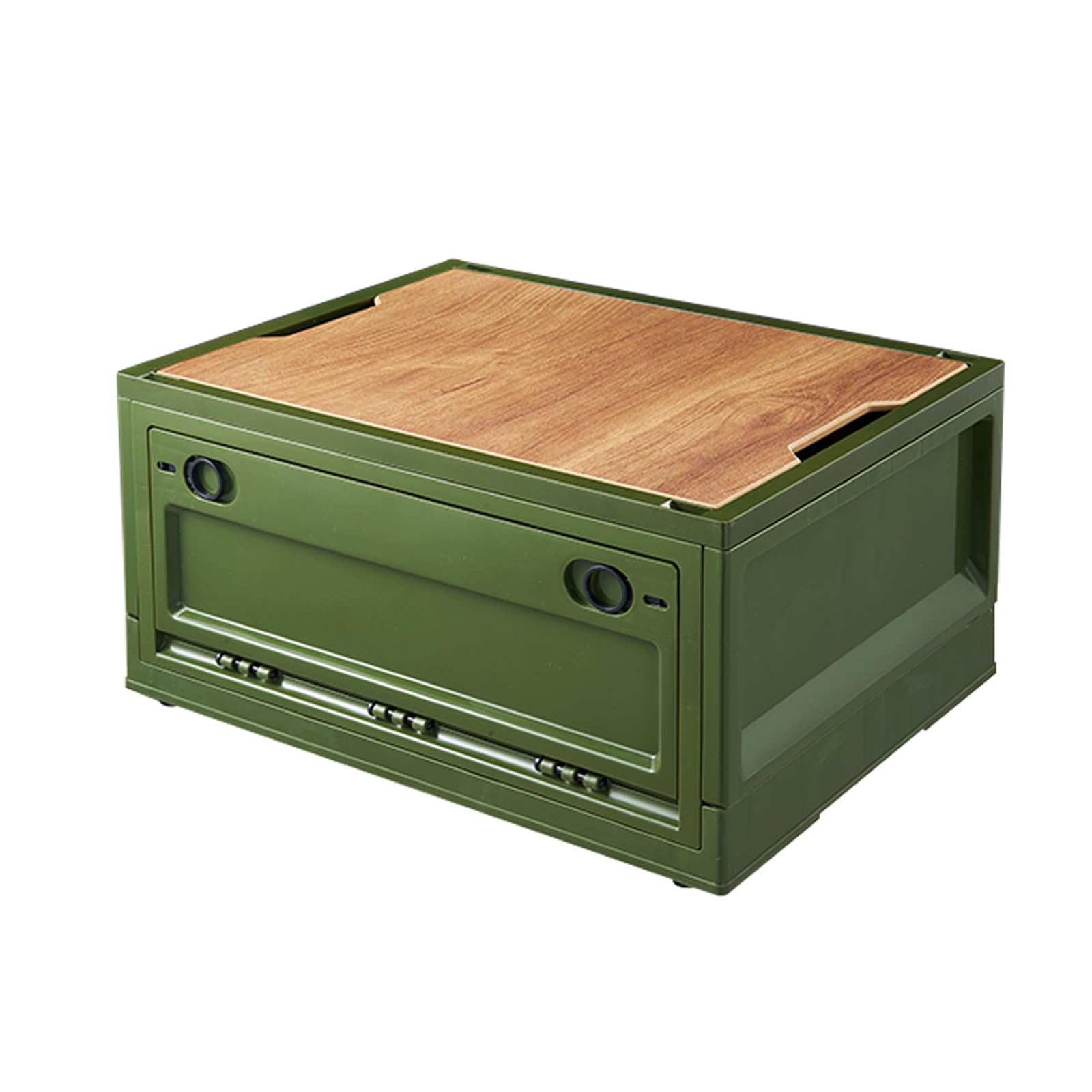 RMAN 38L Caisse de Rangement avec Couvercle Rangement Van Aménagé Vert | Plastique, Pliable, Empilable, Grande, Bac de Rangement, Roulettes, Camping, Coffre de Voiture, Maison
