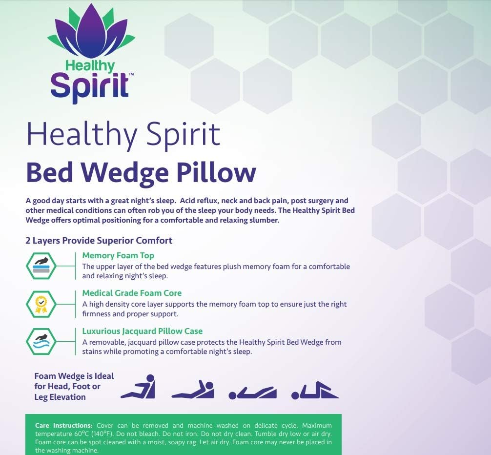 Bed Wedge Pillow with Memory Foam Top-Wedge Pillow for Sleeping and Acid Reflux Gerd Anti Snoring, 7.5" Height