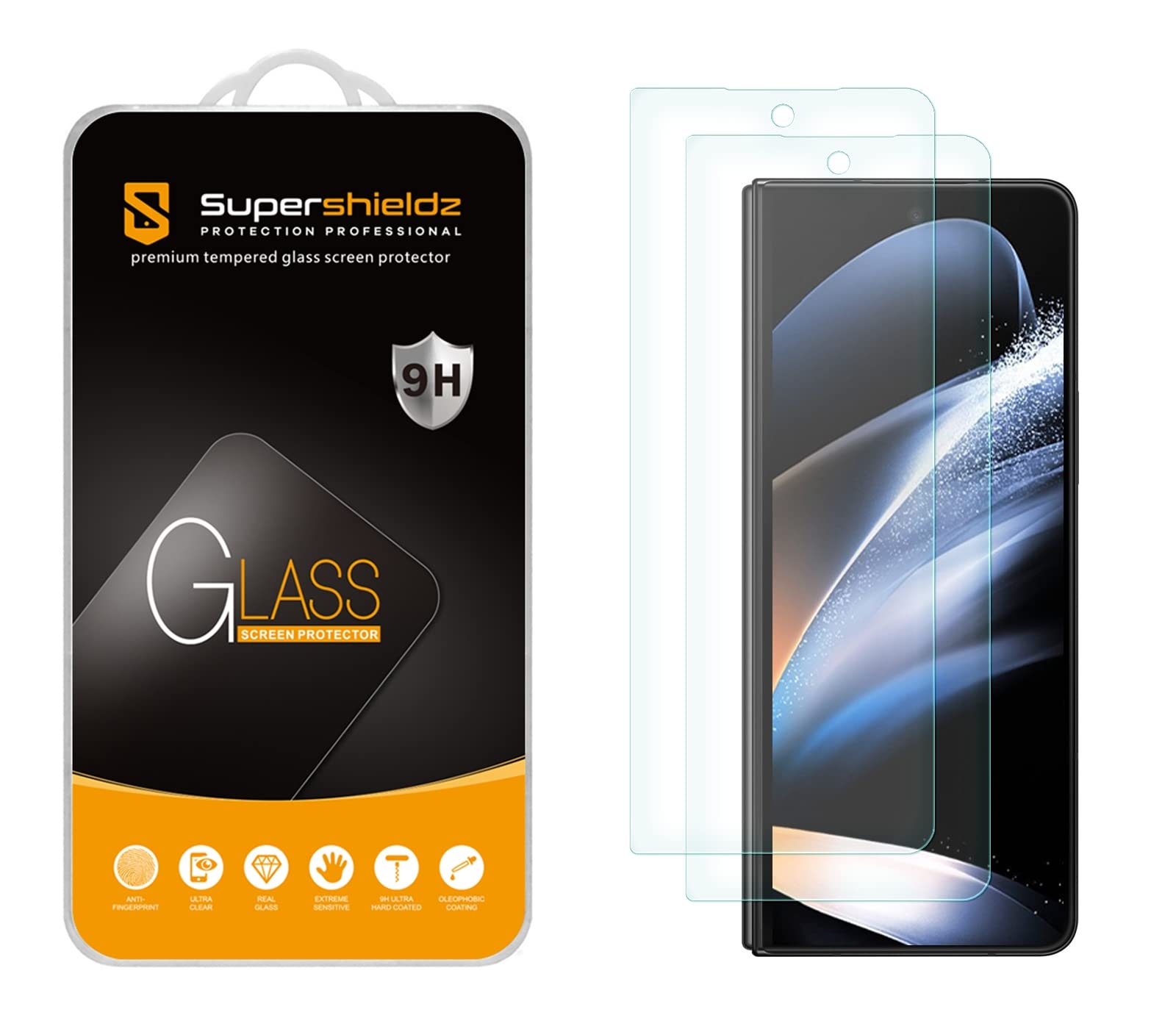 Supershieldz (2 Pack) Designed for Samsung Galaxy Z Fold 5 5G (Front Screen Only) Tempered Glass Screen Protector, Anti Scratch, Bubble Free