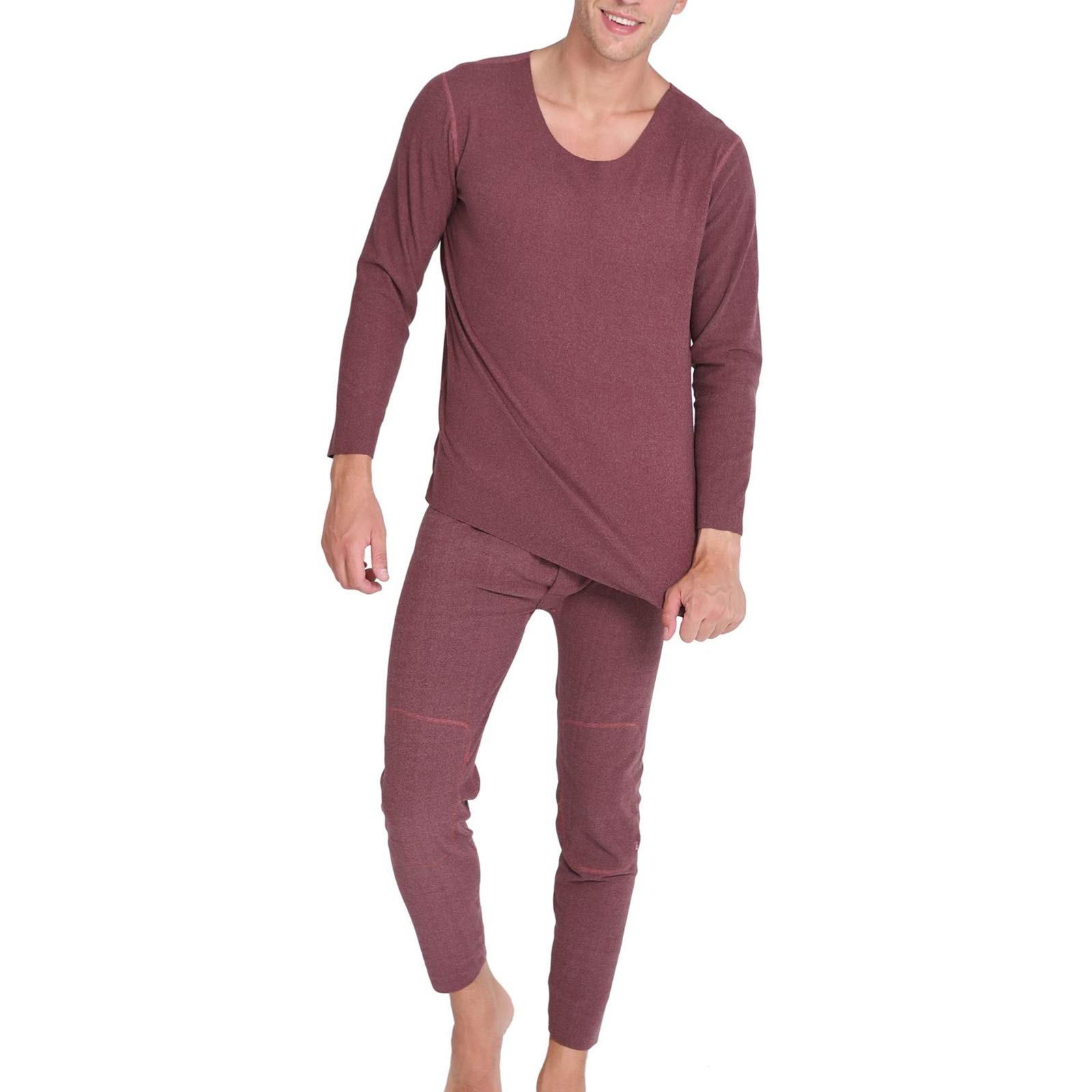 G&F Zestaw bielizny termicznej dla mężczyzn, ciepłe topy i dno, oddychające, na zimę, duży rozmiar 3XL-8XL (kolor: czerwony, rozmiar: 3XL)