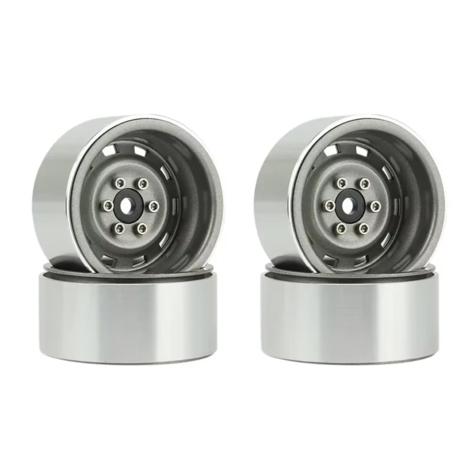 Pezzi Modelli RC Per Axial Per SCX10 90046 AXI03007 Per Traxxas Per TRX4 D90 1/10 4 Pezzi Per Rally 1.9 Mozzo Ruota In Metallo Beadlock Parti Di Aggiornamento Per Crawler RC.(Gray)