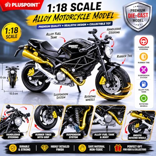 Image of PLUSPOINT Diecast Motorcycle Toy Bike Scale Model Vehicles Alloy Simulation Superbike Also for Car Dashboard Kids Adult Alloy Highly Simulation Model Vehicle Motorbike Street Machine Kids Toy Gift