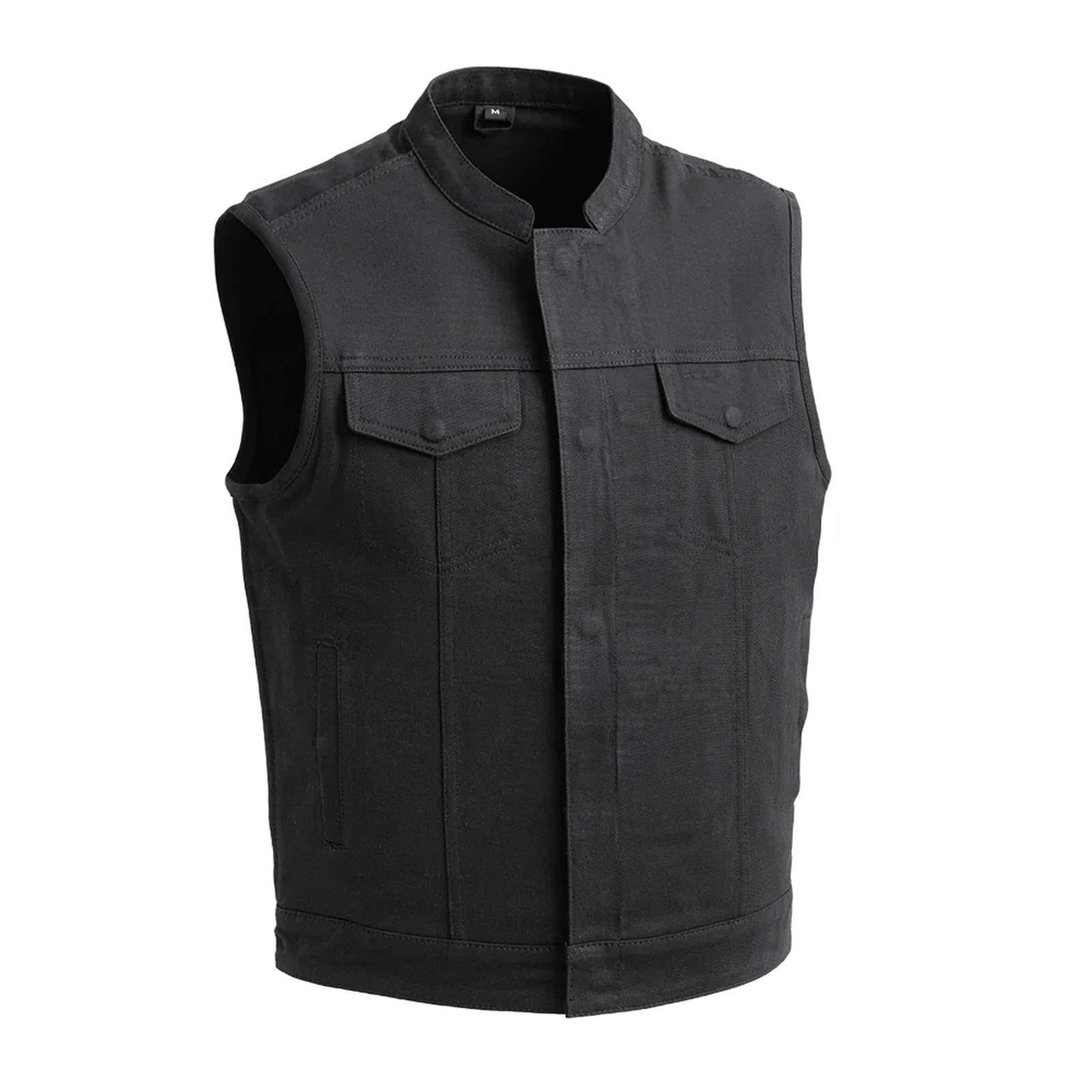 FIRST MFG CO Havoc Men's Jet Black Twill Vest: Conceal Carry Pockets, Full Panel Back for Patches, Snap Closure Pockets, Sizes S-5X