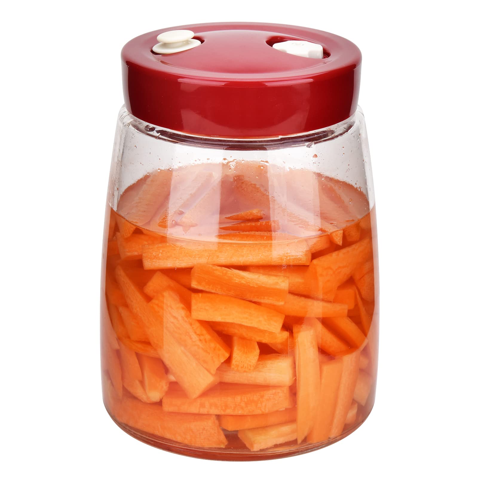 Abaobao White Glass Jars With Lids 1.4L Wide Mouth Mason Jar Glass Fermentation Jar With Manual Automatic Air Release Valve For Making Kimchi Pickles, Sauerkraut Yogurt Preservation