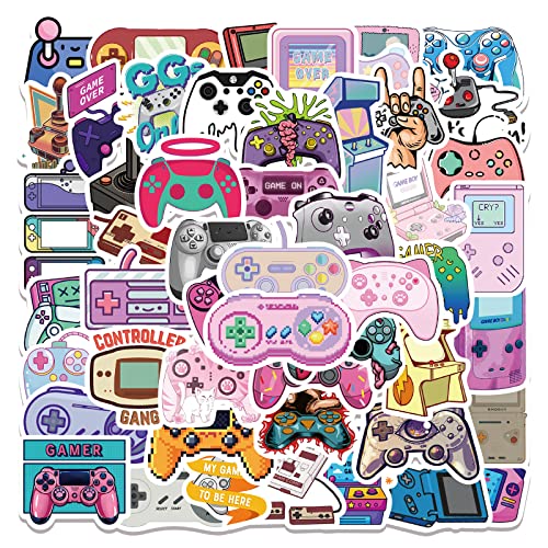 Image of 60pcs Color Gaming Stickers for Teen Water Bottle,Cool Cartoon Trendy Gamepad Stickers Fun Aesthetic Waterproof Vinyl Decals for Laptop Bumper Luggage Skateboard Guitar