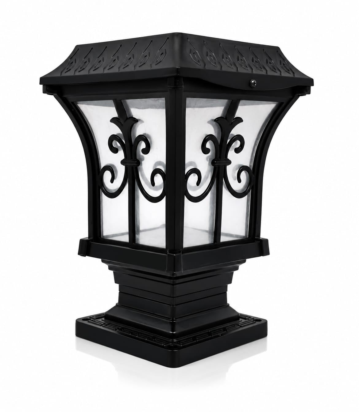 Outdoor Solar Gate Pillar Light, Black, Metal and Glass, | Solar Powered, Weather Resistant, Victorian Design, Warm White LED, Gate/Fence Post Mount-image-32