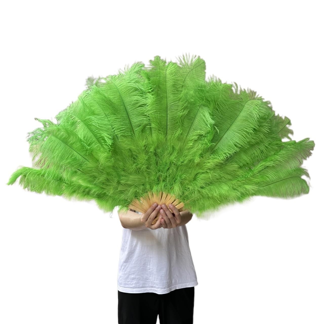 CIGPKLO Feather Dance Fan Big Feathers Fan 13Bone 100CM 130CM Hands Held Folding For Party Carnival Dance Performance Decoration