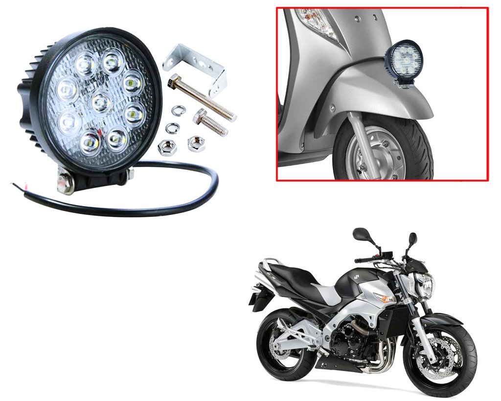 Auto Pearl High Brightness 9 LED Round Shaped Fog Light Set of 1 pcs. Compatible with- Inazuma