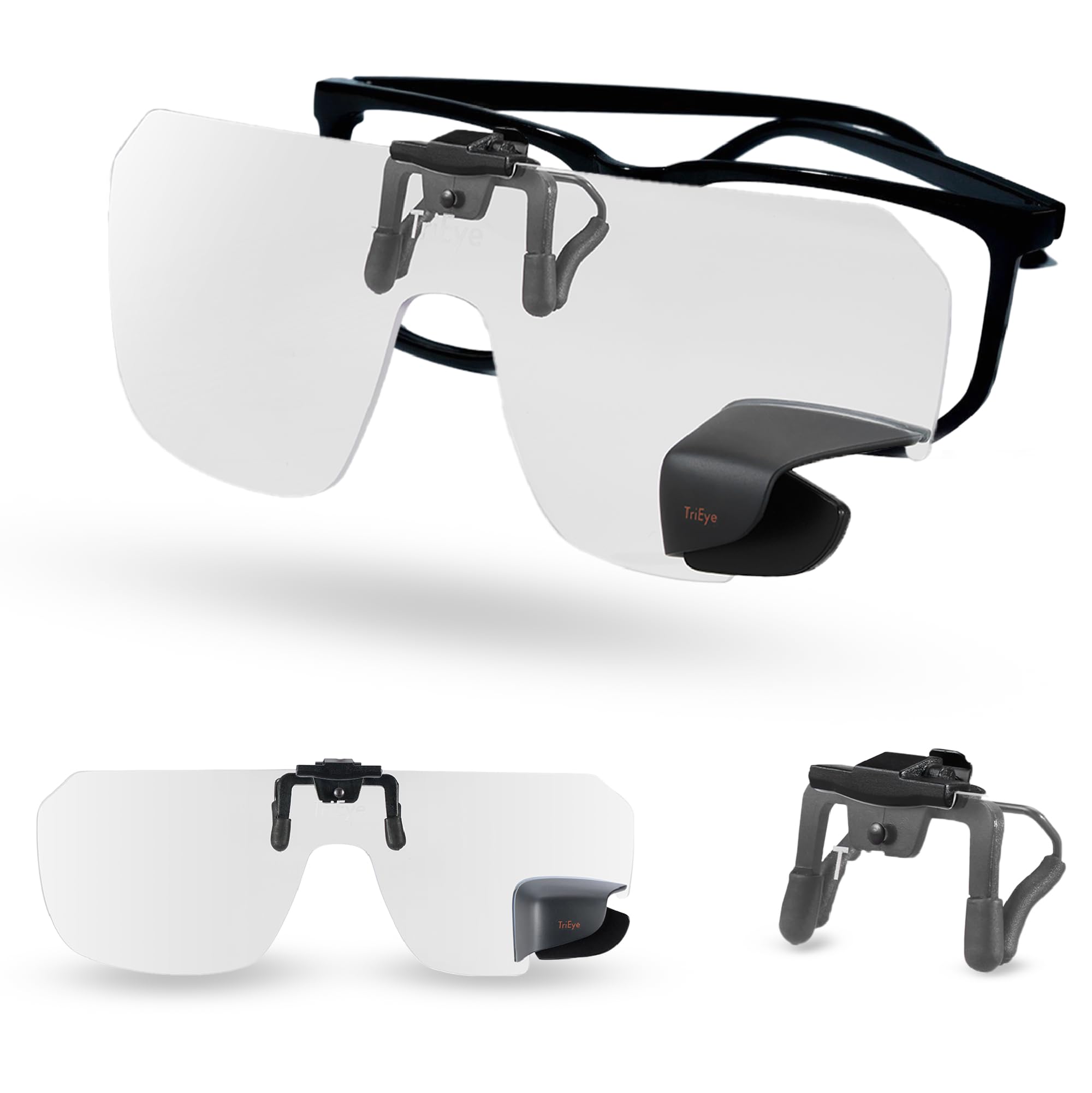 TriEye View Clip-On Gafas de Sol con Espejo Izquierdo – Gafas Polarizadas para Usuarios de Gafas – Clip Solar 140/145 mm – Cristales Claros o Ahumados