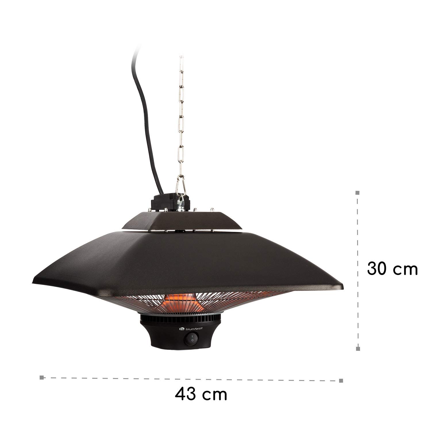 Blumfeldt Heat Square - promiennik podczerwieni z pilotem, tarasowy promiennik ciepła, 800-2000 W, technologia IR ComfortHeat, do użytku na zewnątrz, LED, czarny