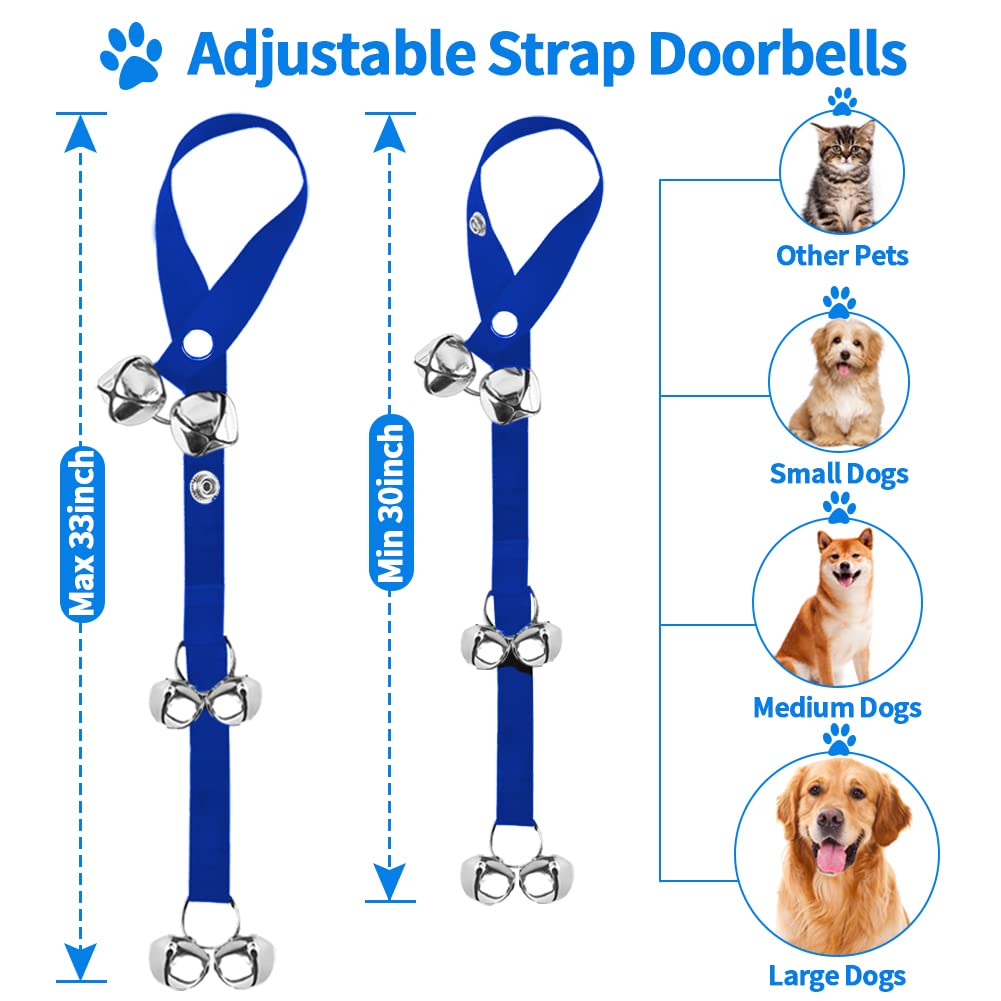 Paquete de 2 timbres de puerta para perros, campanas de entrenamiento para mascotas para salir al aire libre, dispositivo de entrenamiento y comunicación, campana grande para perro, gato,