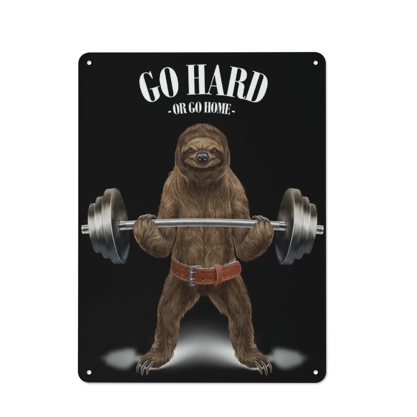 Junmoney Giant Sloth Weightlifting 40X30cm Retro Metal Sign With For Café Or Restaurant, For Collectors Decorating Cafés And Restaurants