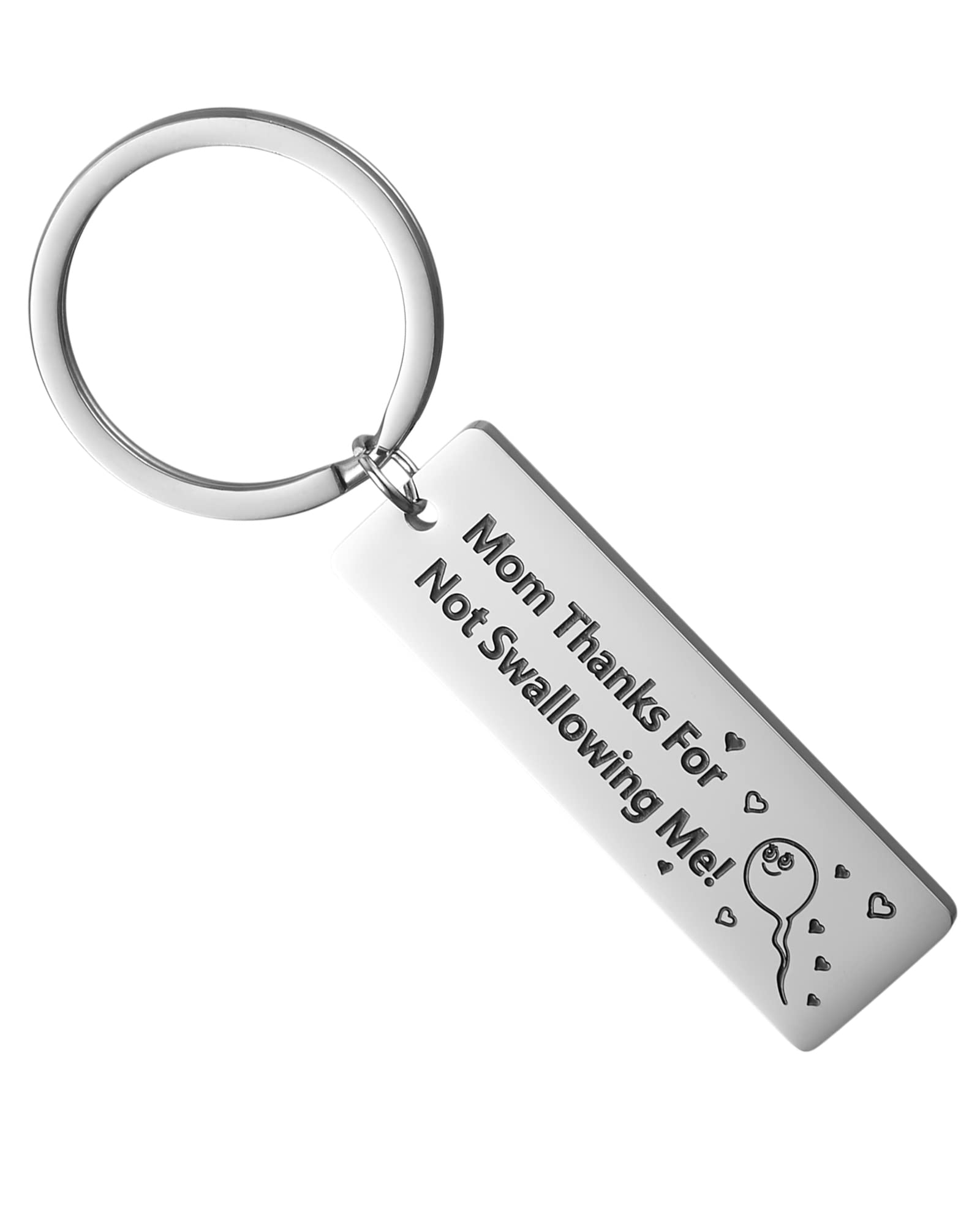 seenseaFunny Mothers Day Gift - Mom Thanks for Not Swallowing Me Humor Message Keychains for Mother Gifts, Silver, S