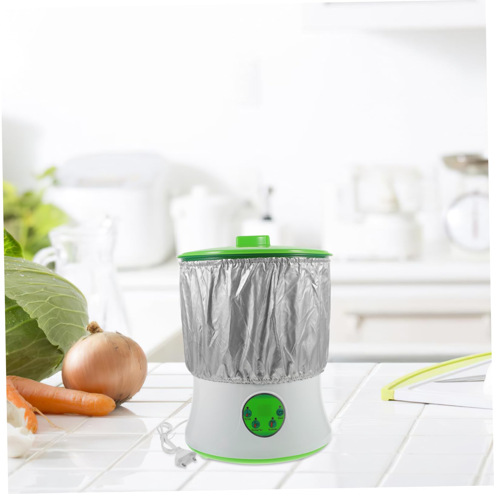 iplusmile Máquina Inteligente para Brotes de Soja Doméstica 220v Doble Capa Gran Capacidad Control Microordenador Riego Automático y Sistema de Drenaje para Germinación en Interior