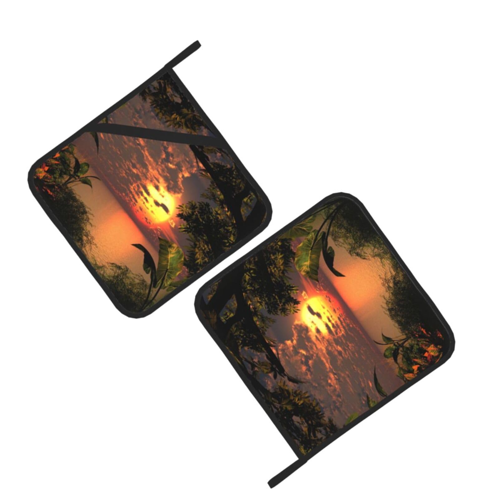Sunset Painting Printed Oven Pot Holders Set of 2 Pcs Heat Resistant Kitchen Microwave Potholders for Cooking Baking Grilling