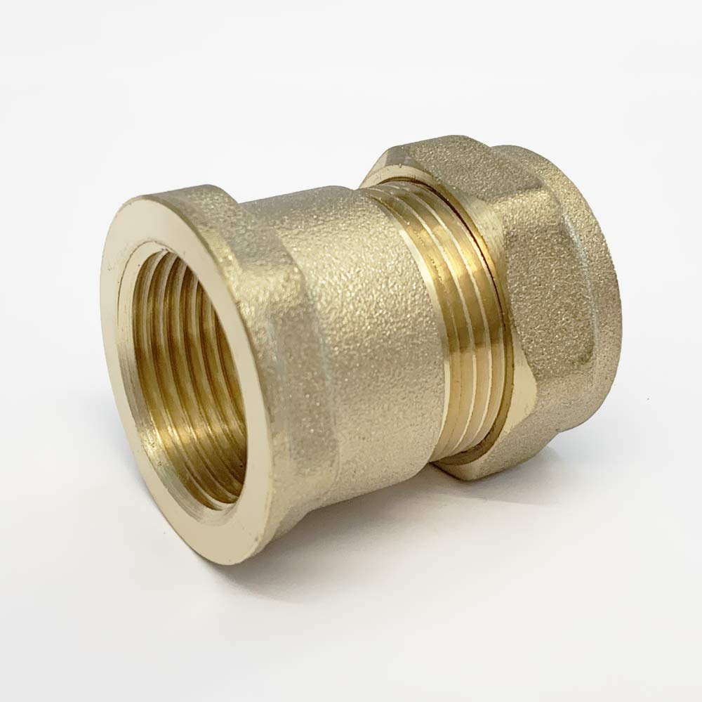 15mm x 1/2" Female Iron Straight Compression WRAS Approved Heavy Pattern Embrass