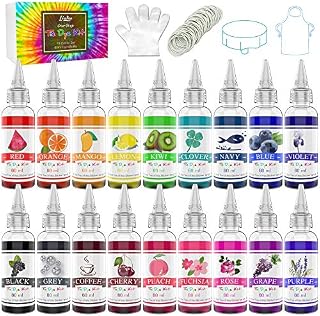 Limino Tie Dye Kit - 18 Colours Permanent Fabric Dye with Rubber Bands, Gloves, Table Cover, Apron for Kids and Adult Tie-Dye Art - All-in-1 Textile Paint Dye for DIY Shirt, Hoodie Clothing Painting