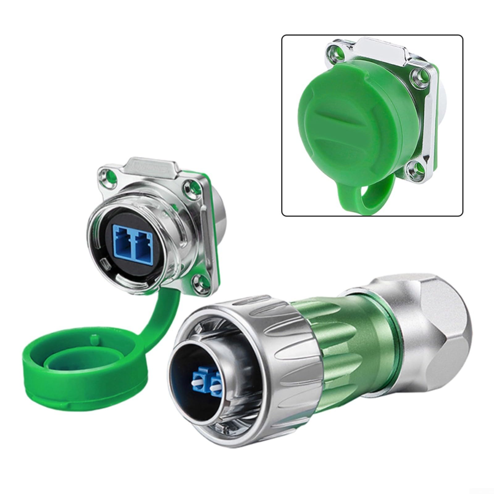 DH-24 LC Singlemode per connettore in fibra ottica duplex IP68 Impermeabile 10Gbps ≤0.35dB Alloggiamento in metallo per l'automazione industriale Solar Marine(A)