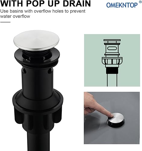 Miniatura 8 de OMEKNTOP Grifo de baño de níquel cepillado, 8 pulgadas, cascada, grifo de lavabo de 3 agujeros, grifo de baño con drenaje desplegable y manguera,