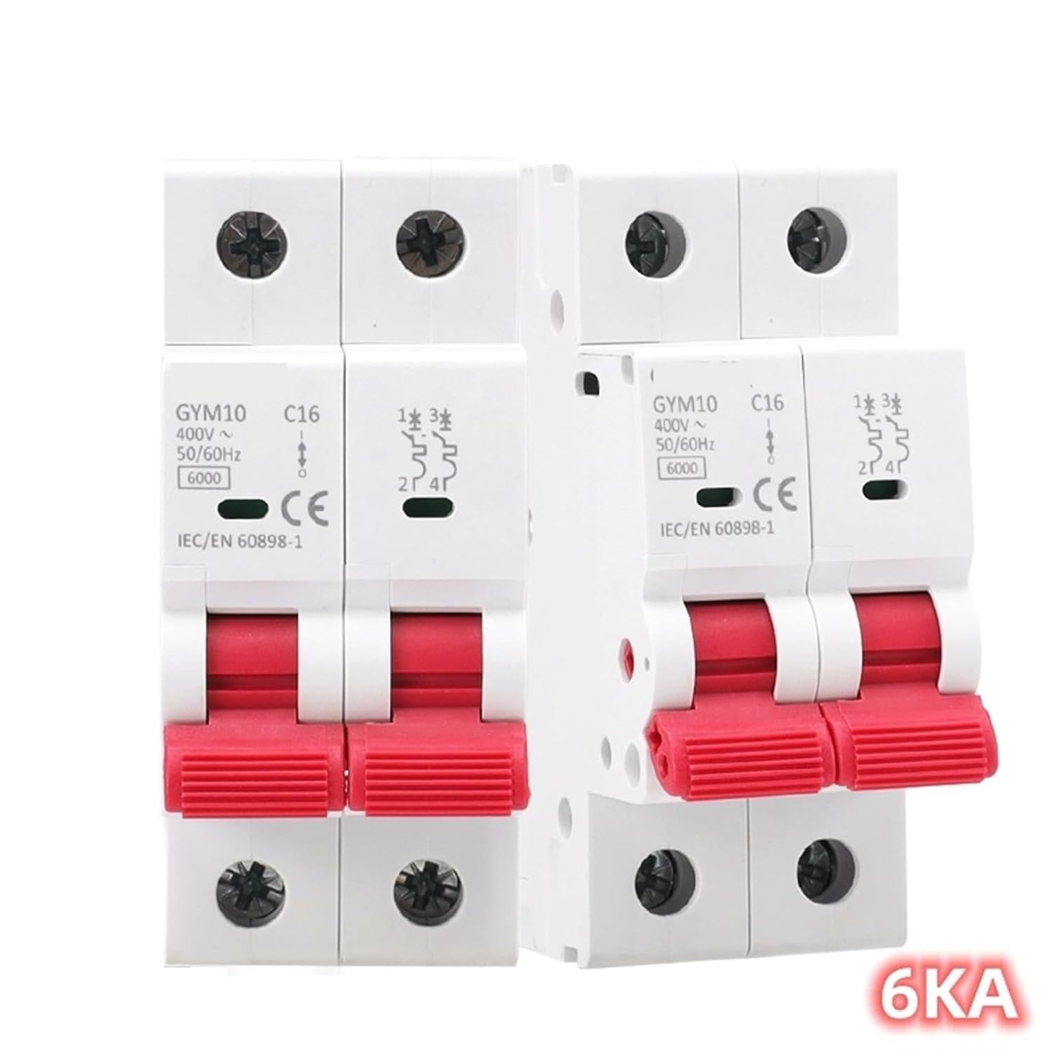 GYM10 2-biegunowy wyłącznik automatyczny 6A 10A 16A 20A 25A 32A 40A 50A 63A 220V/400V Mini wyłącznik automatyczny C Cue 6KA zatwierdzony 1 szt. (10A)
