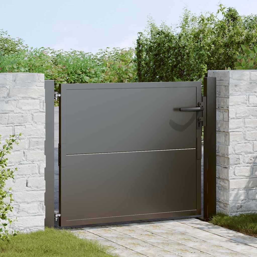 Cancello Giardino Metallo 110x105 cm Nero Bloccabile Acciaio