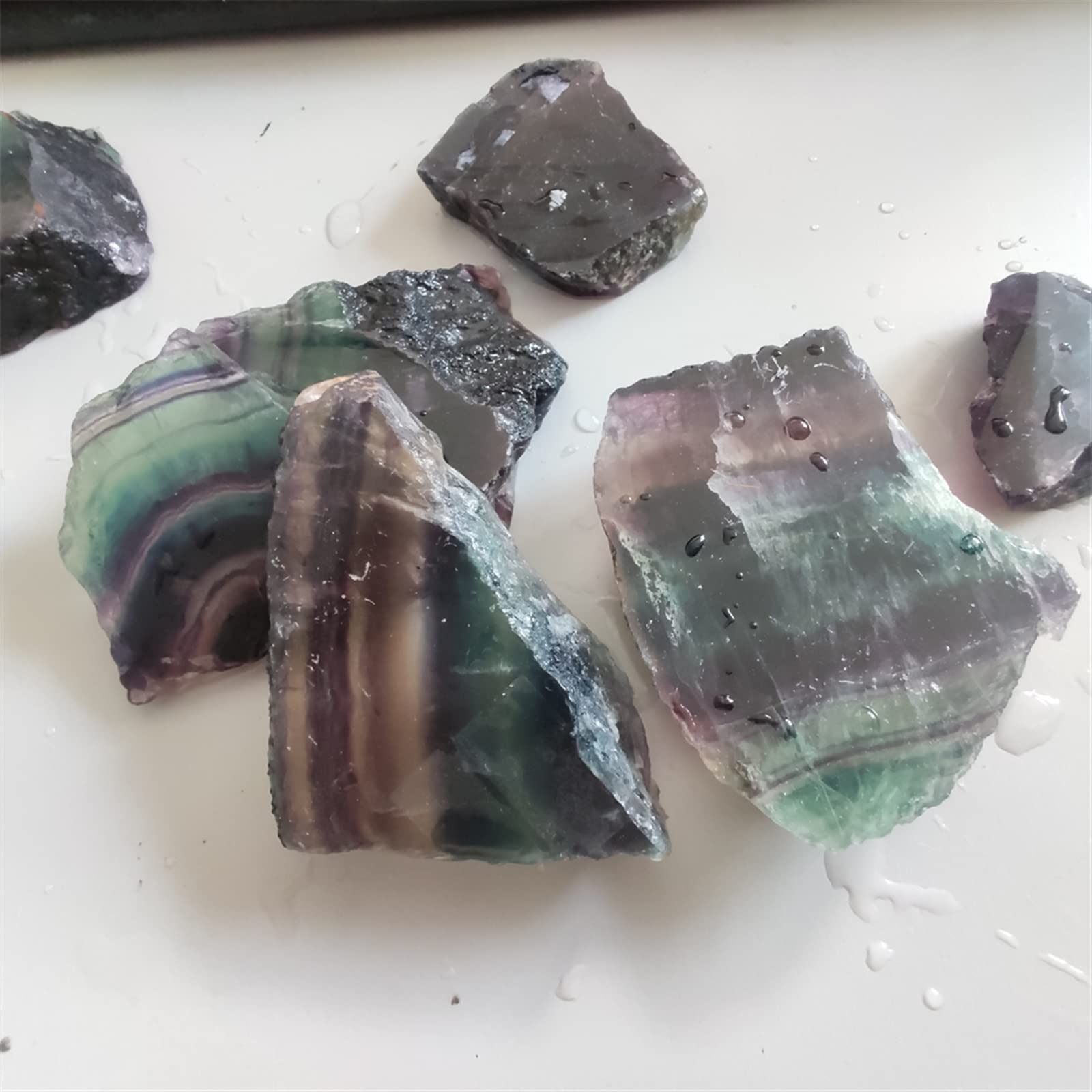 FUERLI 100g Fluorite Grezza Naturale Pietra Grezza Cristalli di Quarzo Roccia Acquario Decorazione della Stanza di Casa Pietra Preziosa zhimo Raccolta domiciliare