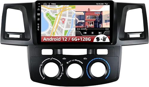 Radio estéreo de coche Android 12 de 9 pulgadas para Toyota FortunerHilux 2005-2014 en Dash Support GPS NavigationBluetoothCarplayDSPMirror